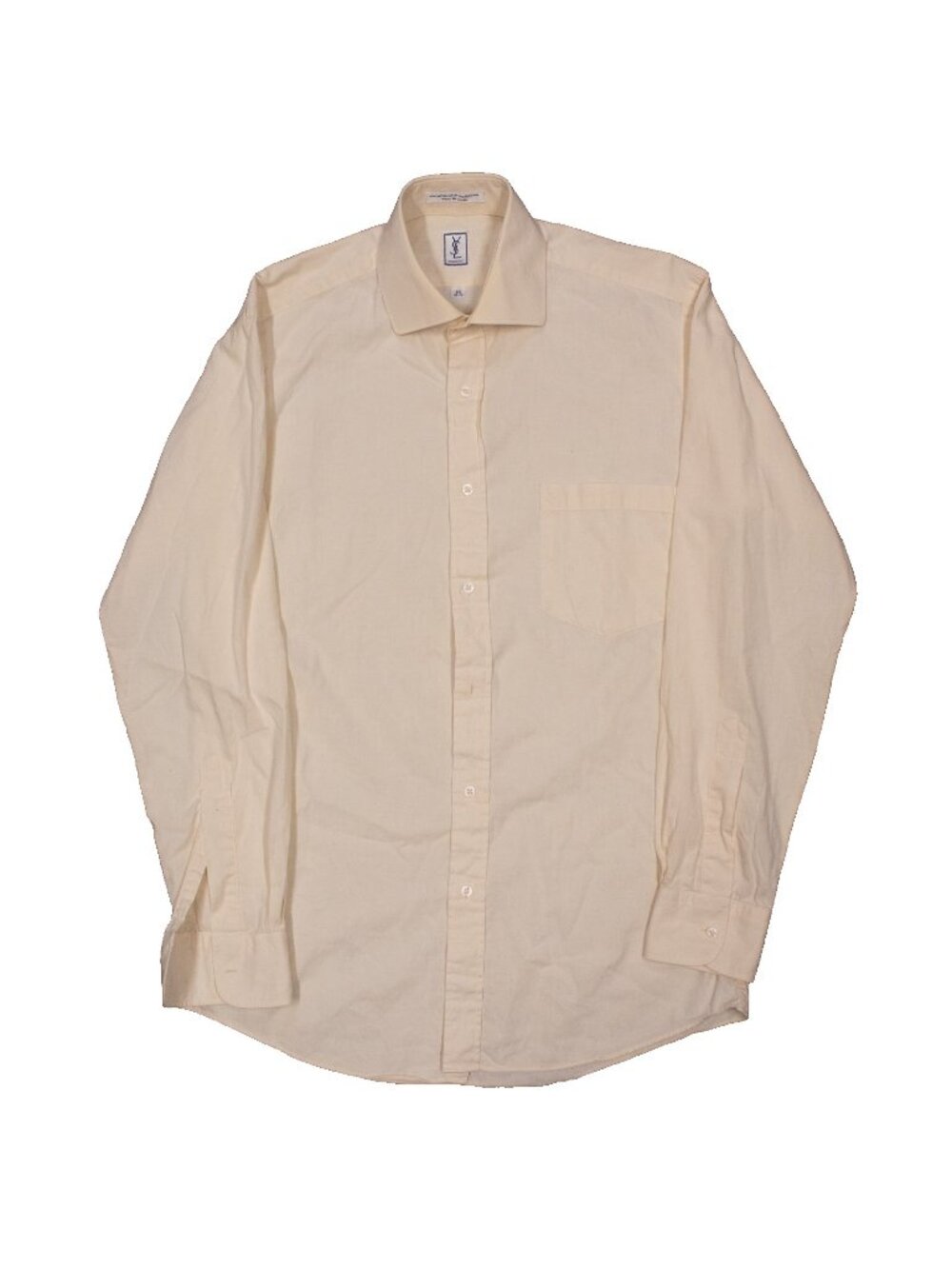 Vintage Yves Saint Laurent Dress Shirt Cotton Silk Long Sleeve Cream 15 Small